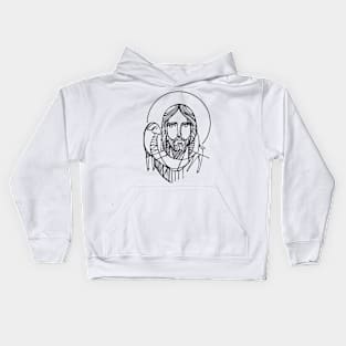 Jesus Christ Good Shepherd illustration Kids Hoodie